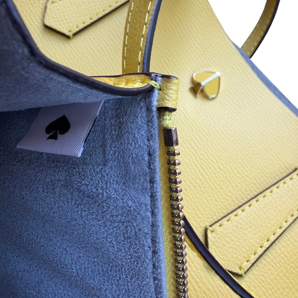 Kate Spade Molly Small Tote Lemon Yellow Grained Leather Shoulder Bag with Pouch - Picture 6 of 15